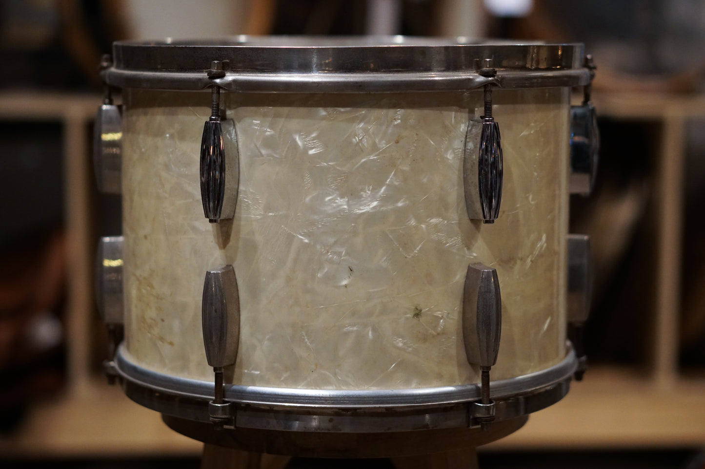 Slingerland 9x13" Radio King Tom - 1940s White Marine Pearl