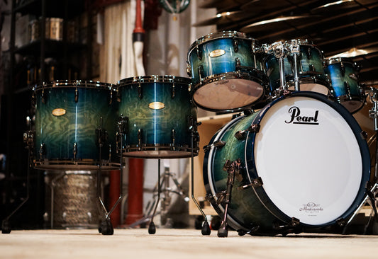 Pearl 10/12/14/16/20" Masterworks Drum Set - Scuba Blue Tamo Ash