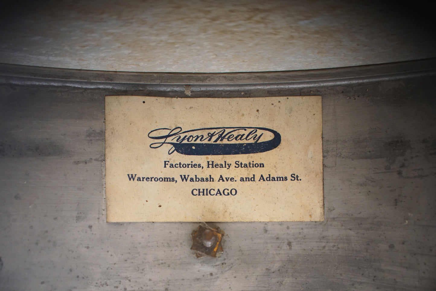 Lyon & Healy 6.5x15” Single-Tension Metal Snare Drum - 1900s