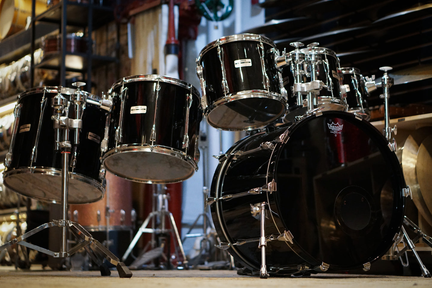 Yamaha 8/10/12/14/16/22" Power Recording Custom Drum Set - 1990s Solid Black