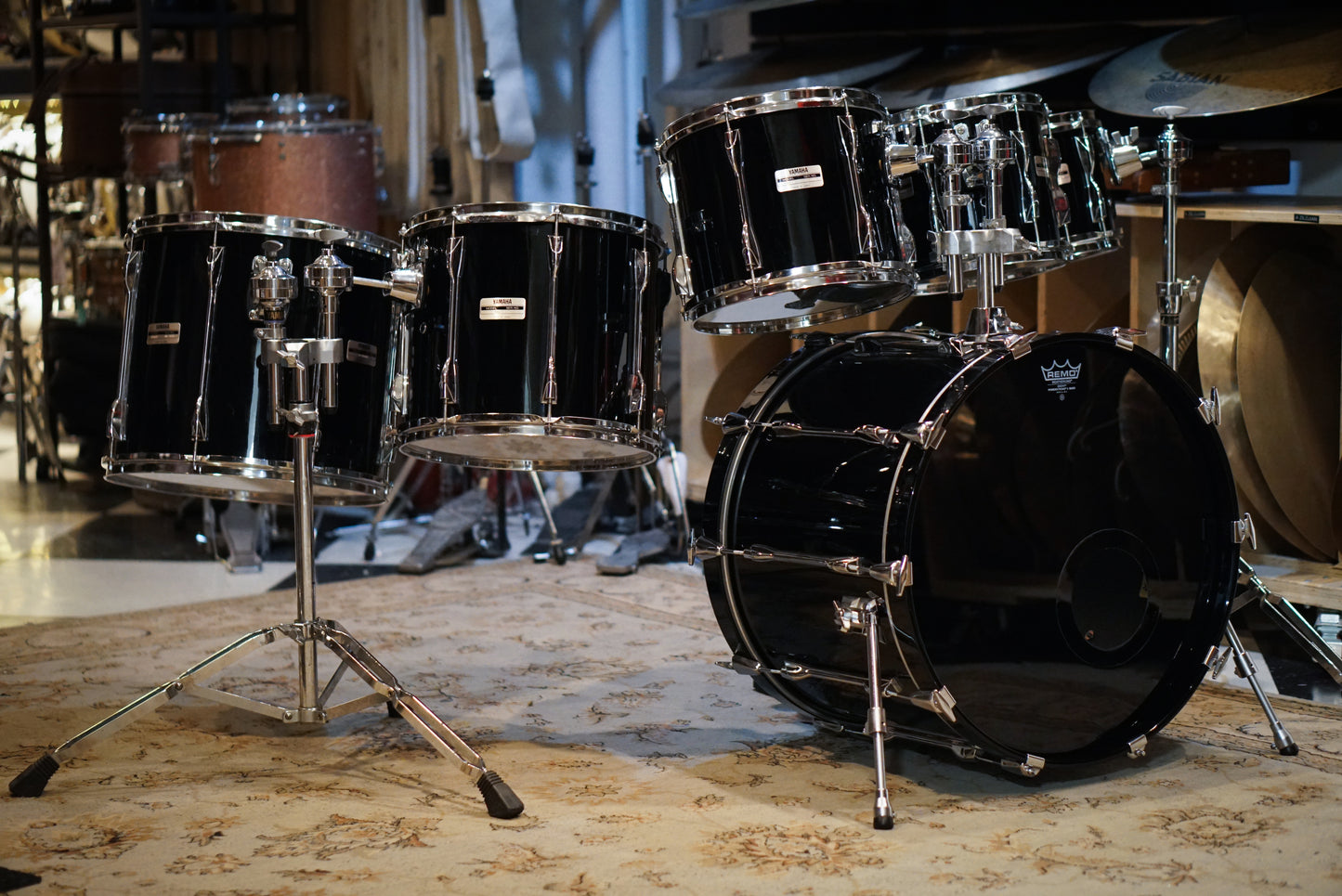 Yamaha 8/10/12/14/16/22" Power Recording Custom Drum Set - 1990s Solid Black