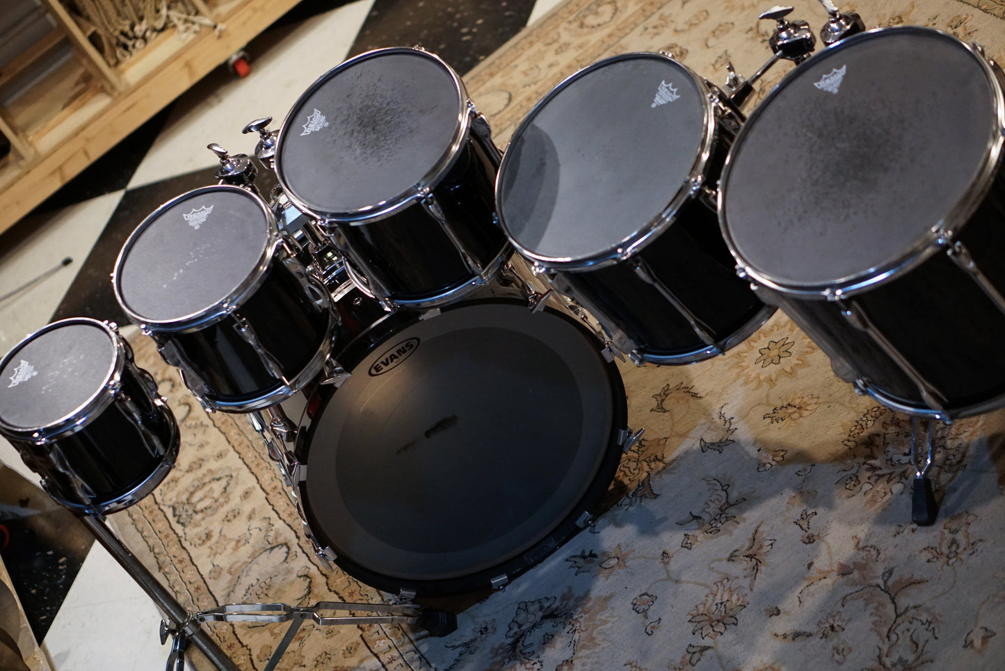Yamaha 8/10/12/14/16/22" Power Recording Custom Drum Set - 1990s Solid Black