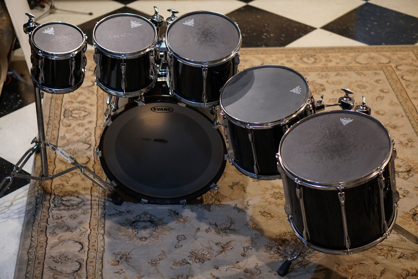 Yamaha 8/10/12/14/16/22" Power Recording Custom Drum Set - 1990s Solid Black