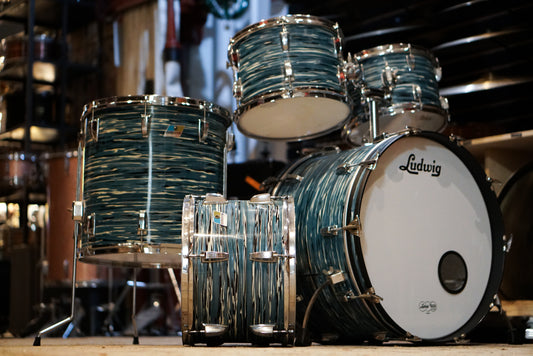 Ludwig 12/13/16/22" Hollywood+ Drum Set - 1970s Oyster Blue Pearl