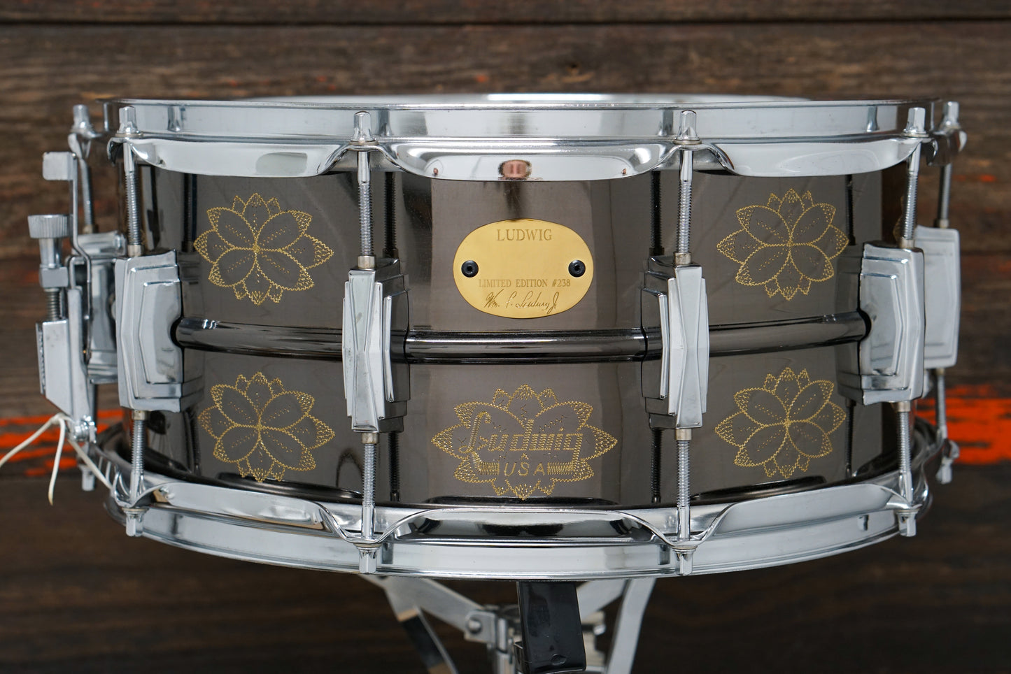 Ludwig 6.5x14" 70th Anniversary Engraved Supraphonic Black Beauty Snare Drum - #238