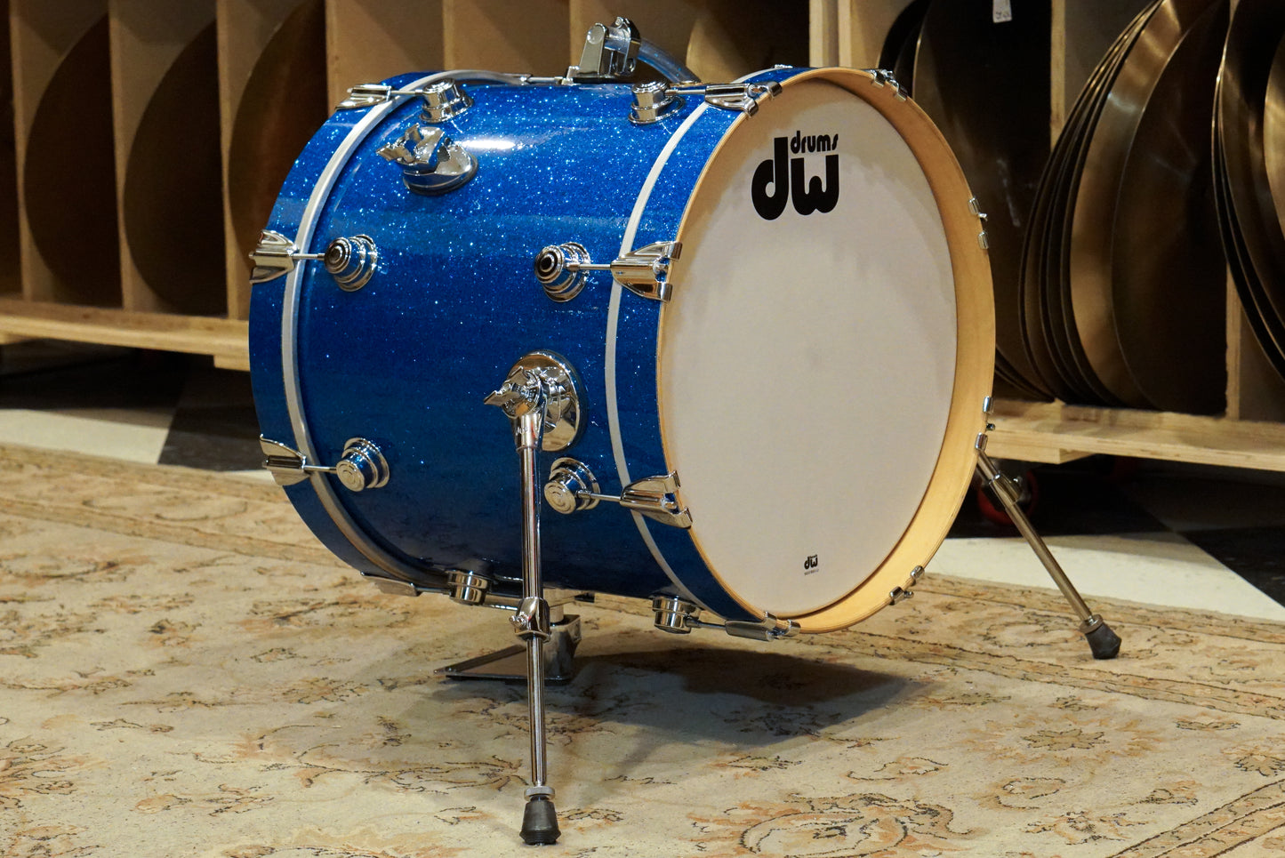 DW 14x18" Collector's Jazz Series Bass Drum - Blue Glass Glitter