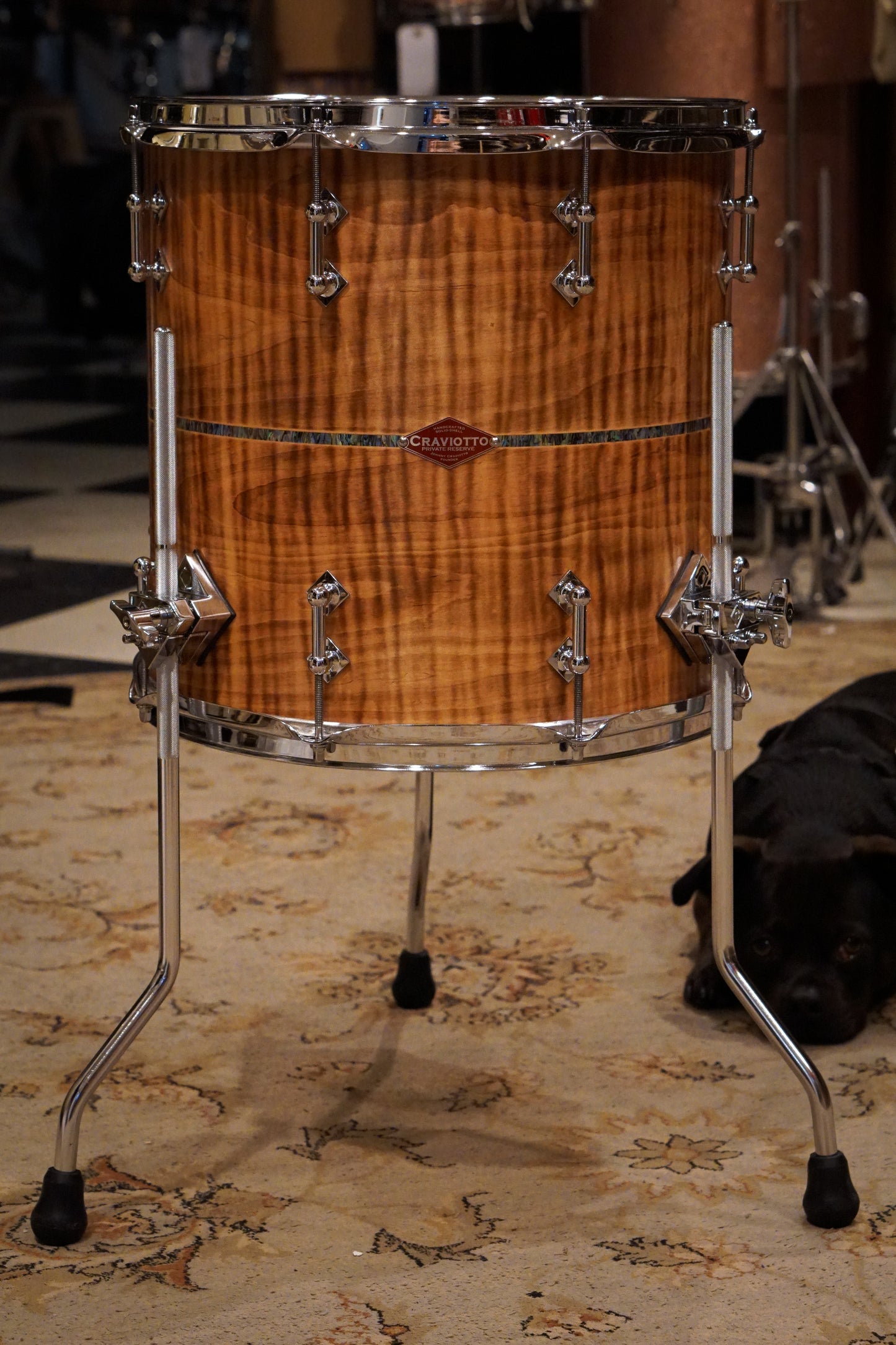 Craviotto 12/14/18" Private Reserve Burnt Curly Maple Drum Set w/Abalone Inlay