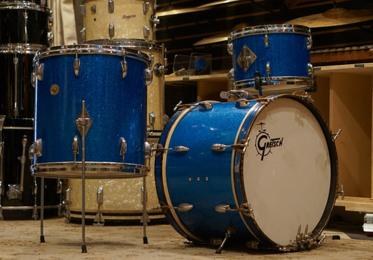 Gretsch 12/16/20" Round Badge 1960s Drum Set - Blue Sparkle