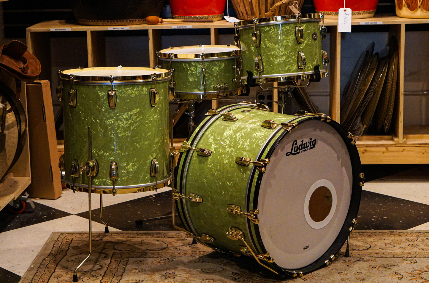 Ludwig Classic Maple 22/13/16/6.5x14 110th Anniversary Drum Set in Vintage Emerald Pearl
