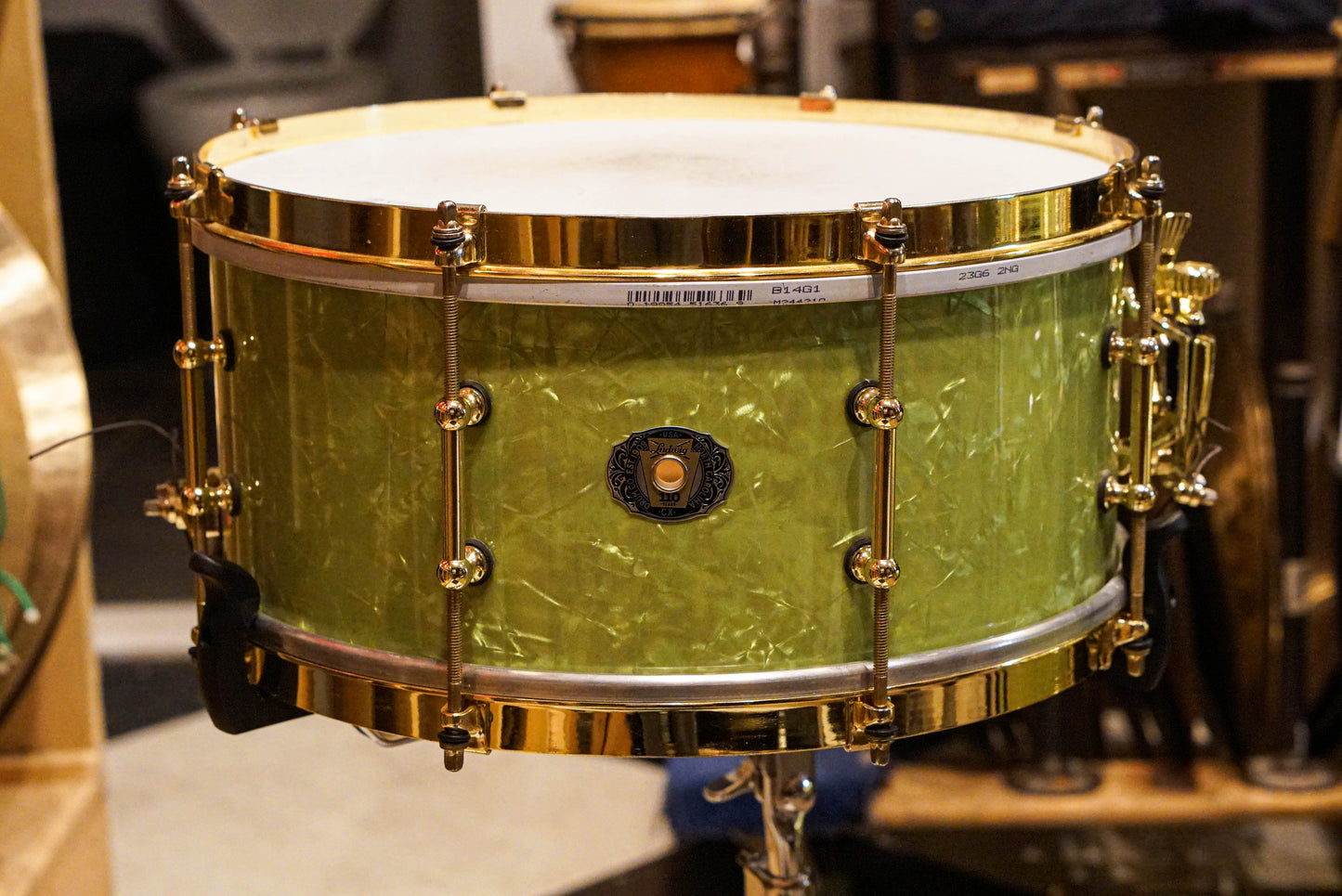 Ludwig Classic Maple 22/13/16/6.5x14 110th Anniversary Drum Set in Vintage Emerald Pearl
