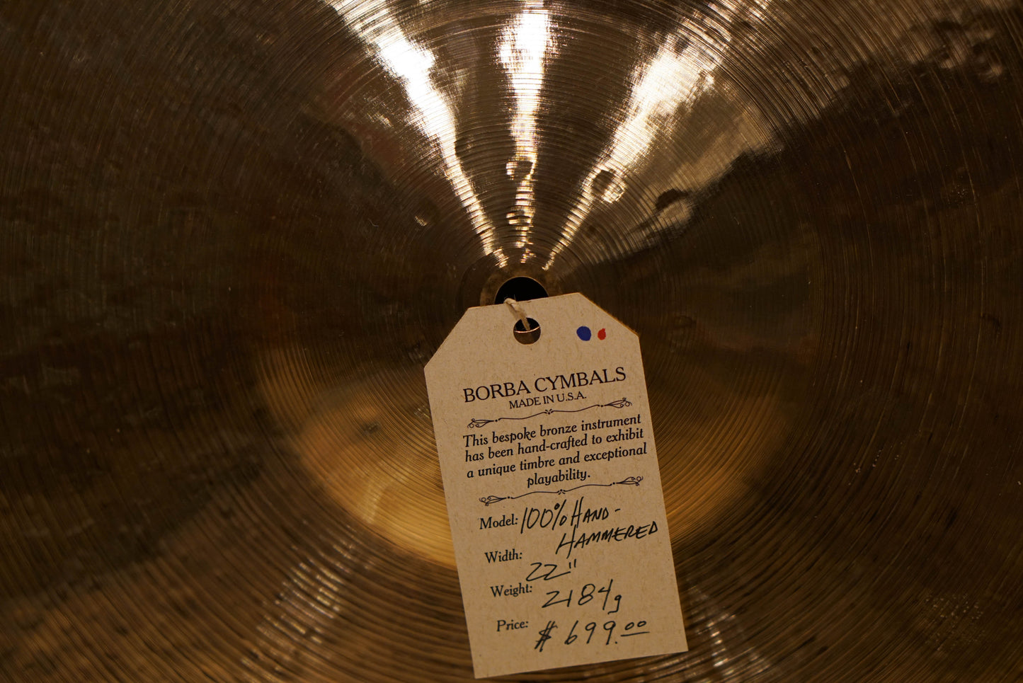 Borba 22" 100% Hand Hammered Ride Cymbal - 2184g