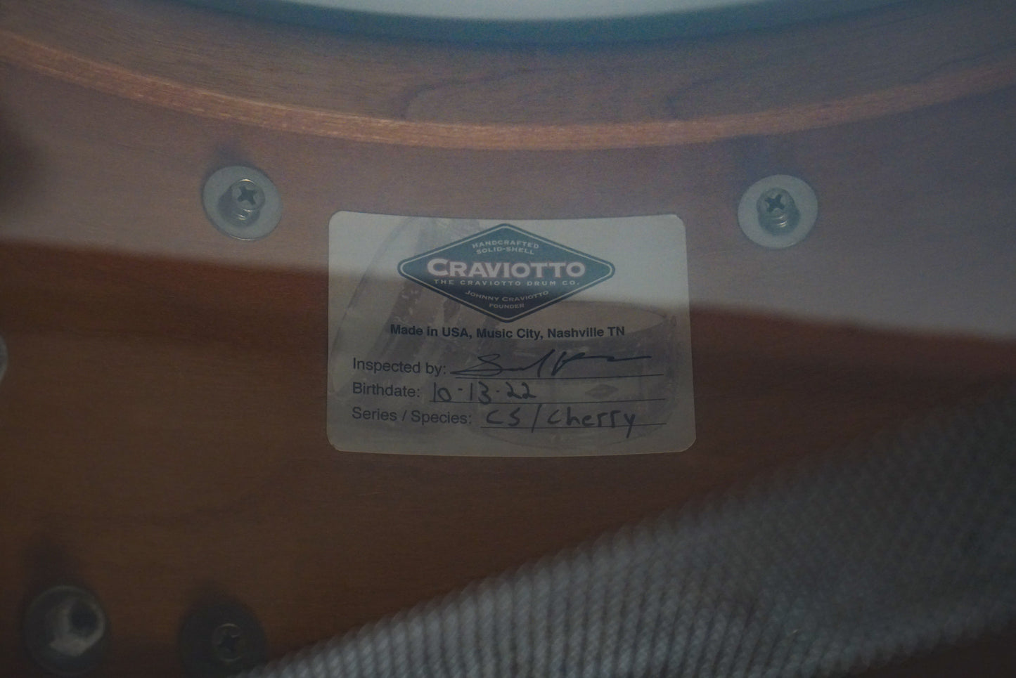 Craviotto 7x14" Cherry Snare Drum w/ Inlay