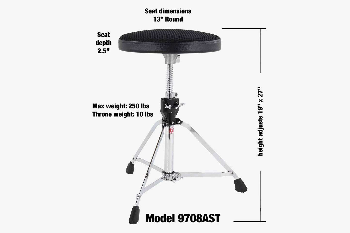 Gibraltar 13" Airtech Web Skinny Top Round Drum Throne