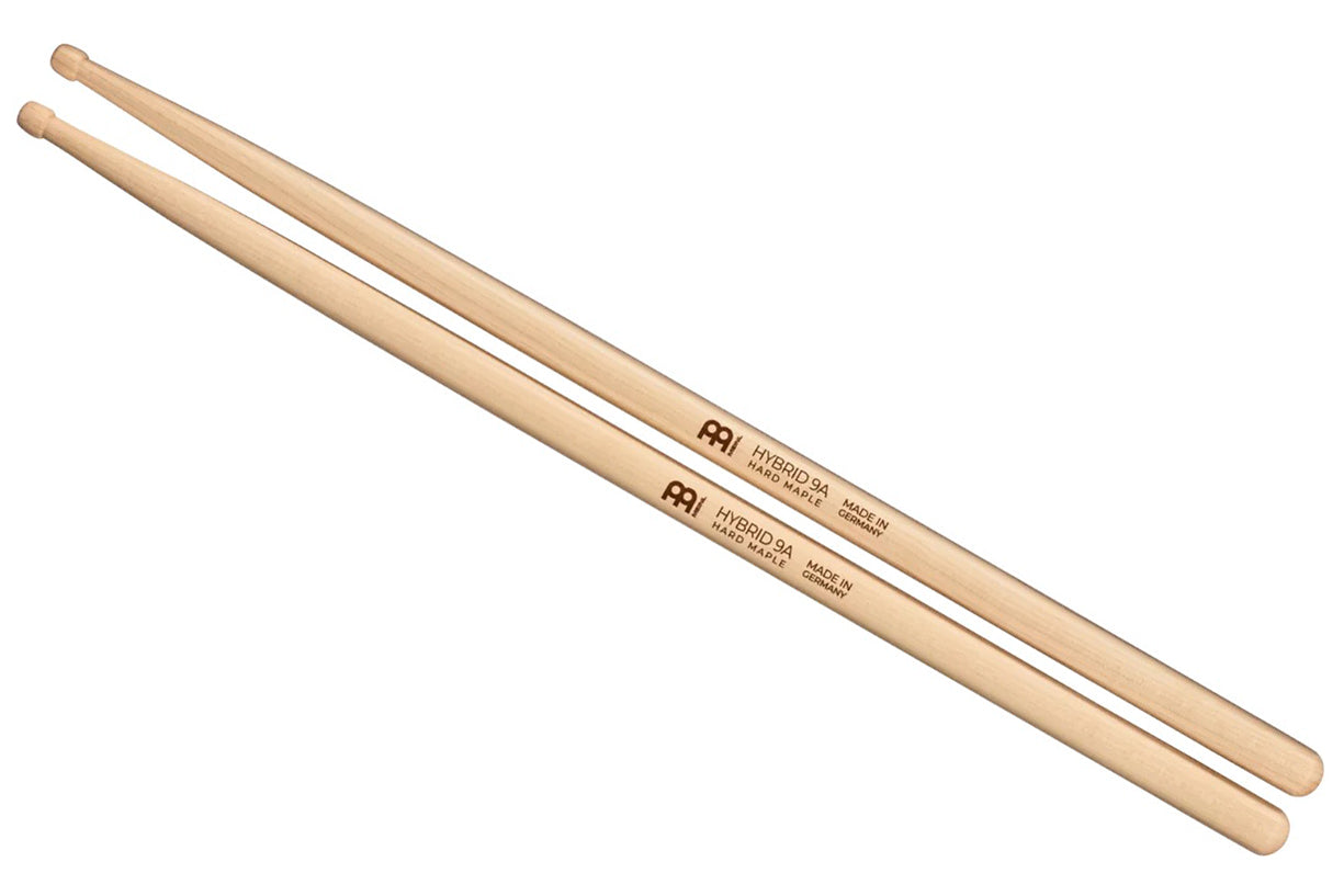Meinl Hybrid 9A Drumstick, Maple, Light, Hybrid Tip