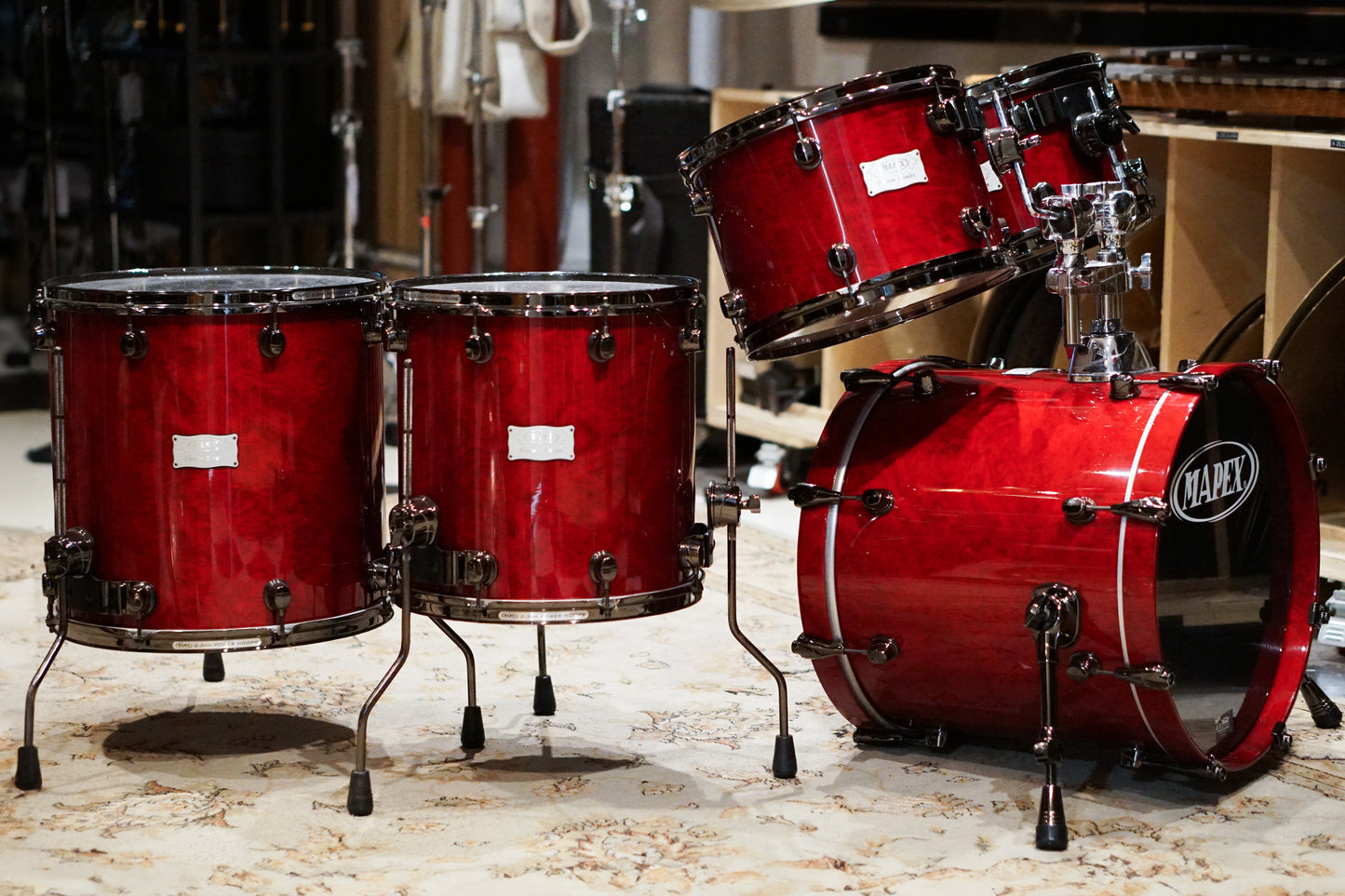 Mapex 12/13/14/16/18" Orion Series Drum Set - Transparent Cherry Red - Ralph Peterson