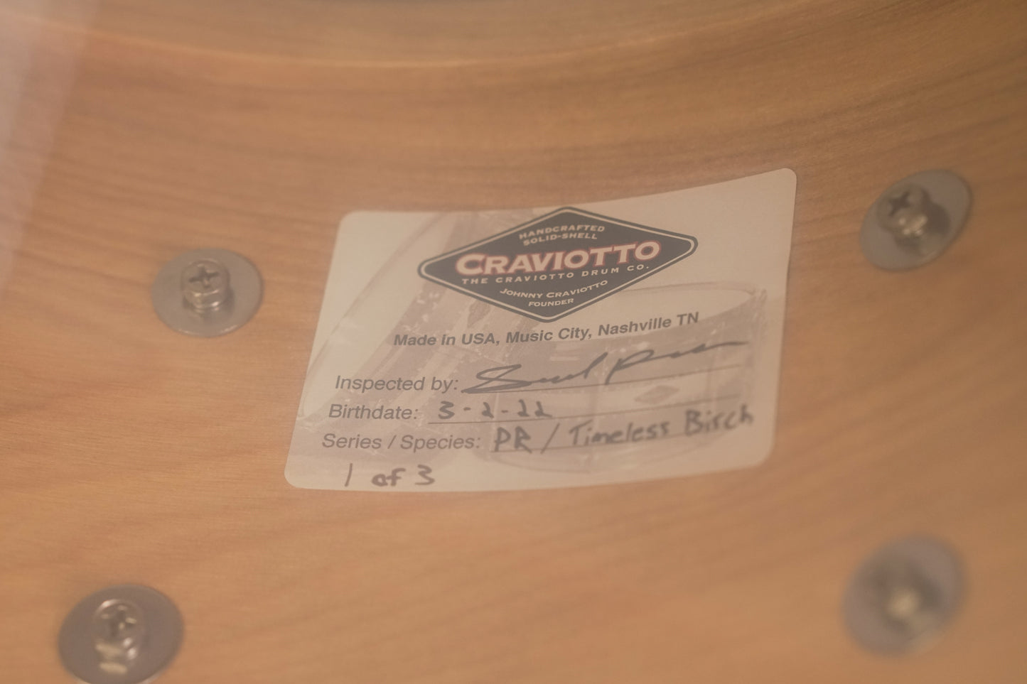 Craviotto 7.5x14" Private Reserve Timeless Timber Solid Birch Snare Drum - #1 of 3
