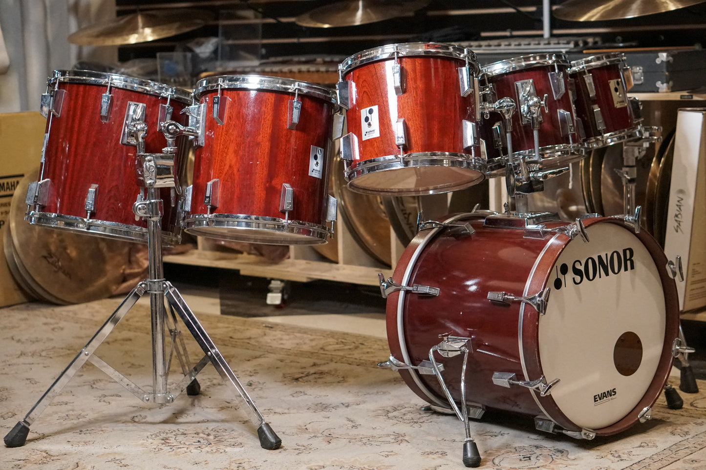 Sonor 8/10/12/13/14/18" Phonic Series Drum Set - 1980s Mahogany