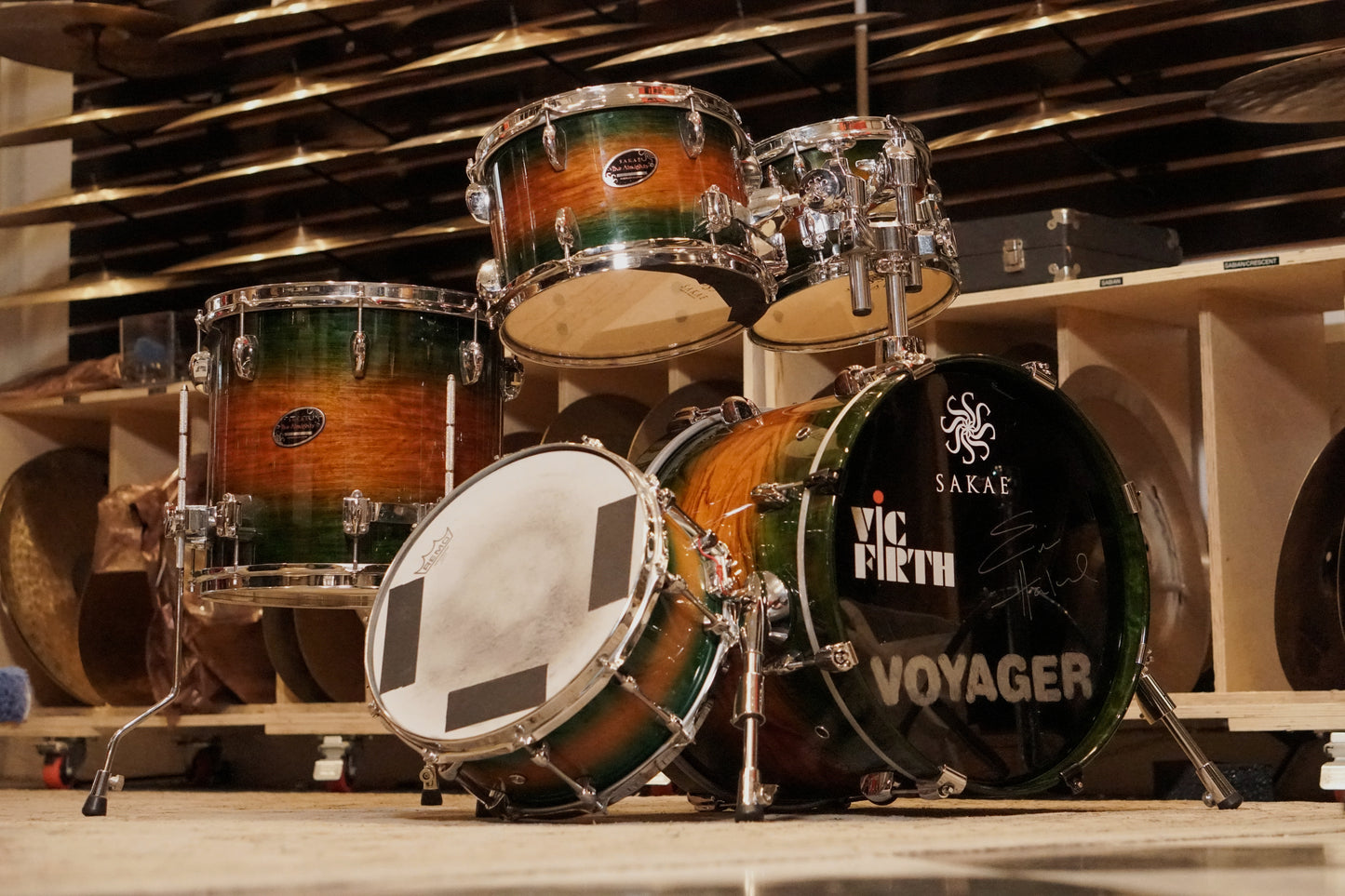 Sakae 10/12/14/18/6x14" Celestial Drum Set - Forest Burst - ERIC HARLAND