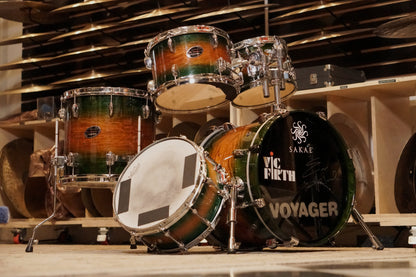 Sakae 10/12/14/18/6x14" Celestial Drum Set - Forest Burst - ERIC HARLAND