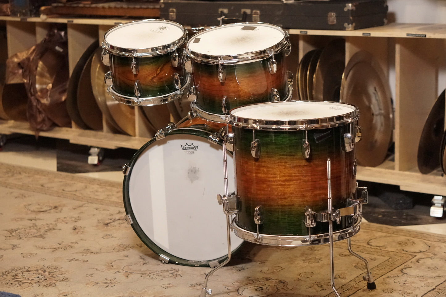 Sakae 10/12/14/18/6x14" Celestial Drum Set - Forest Burst - ERIC HARLAND