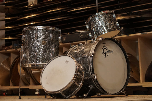 Gretsch 12/14/20/5.5x14" Round Badge Drum Set - 1960's Black Diamond Pearl