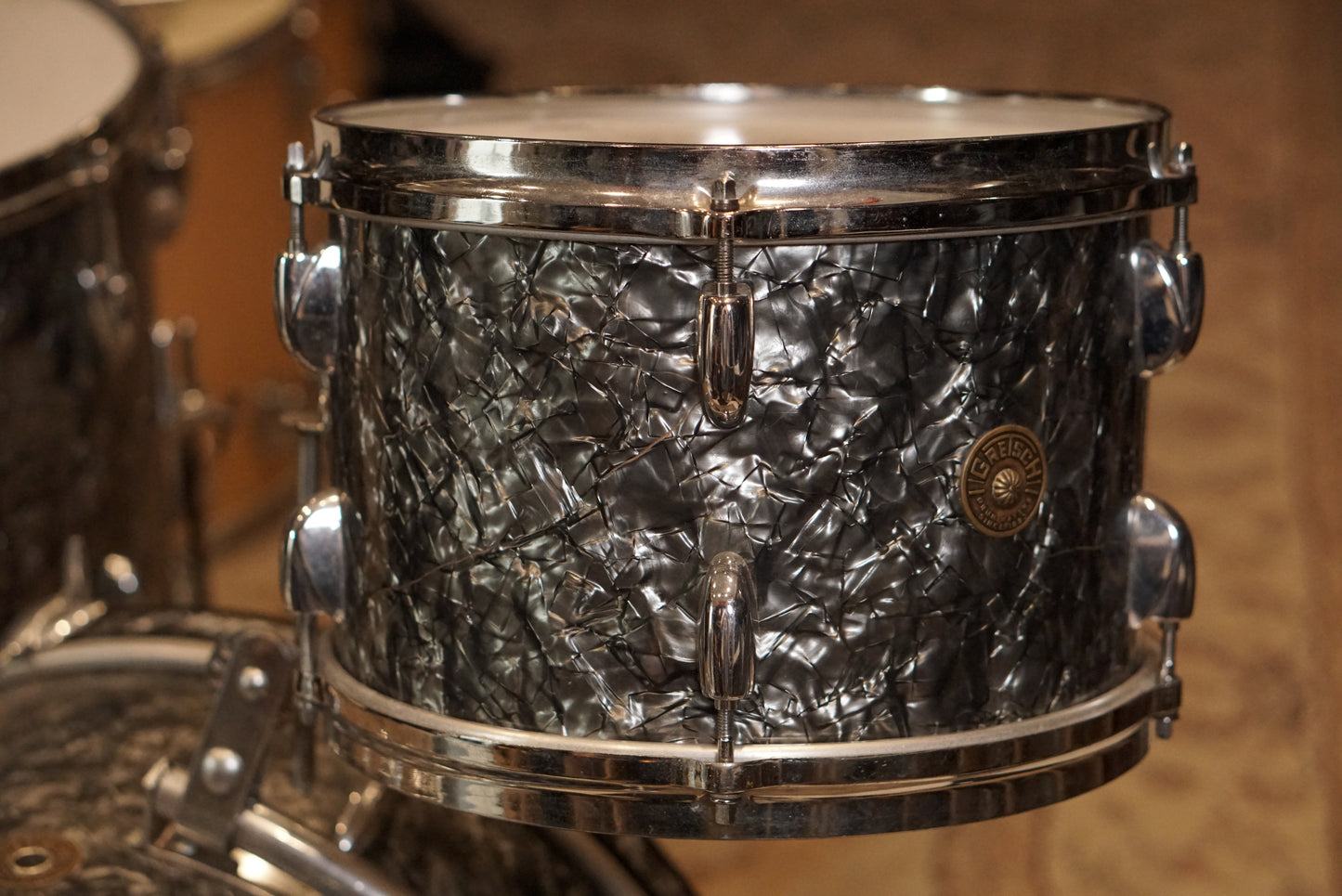 Gretsch 12/14/20/5.5x14" Round Badge Drum Set - 1960's Black Diamond Pearl