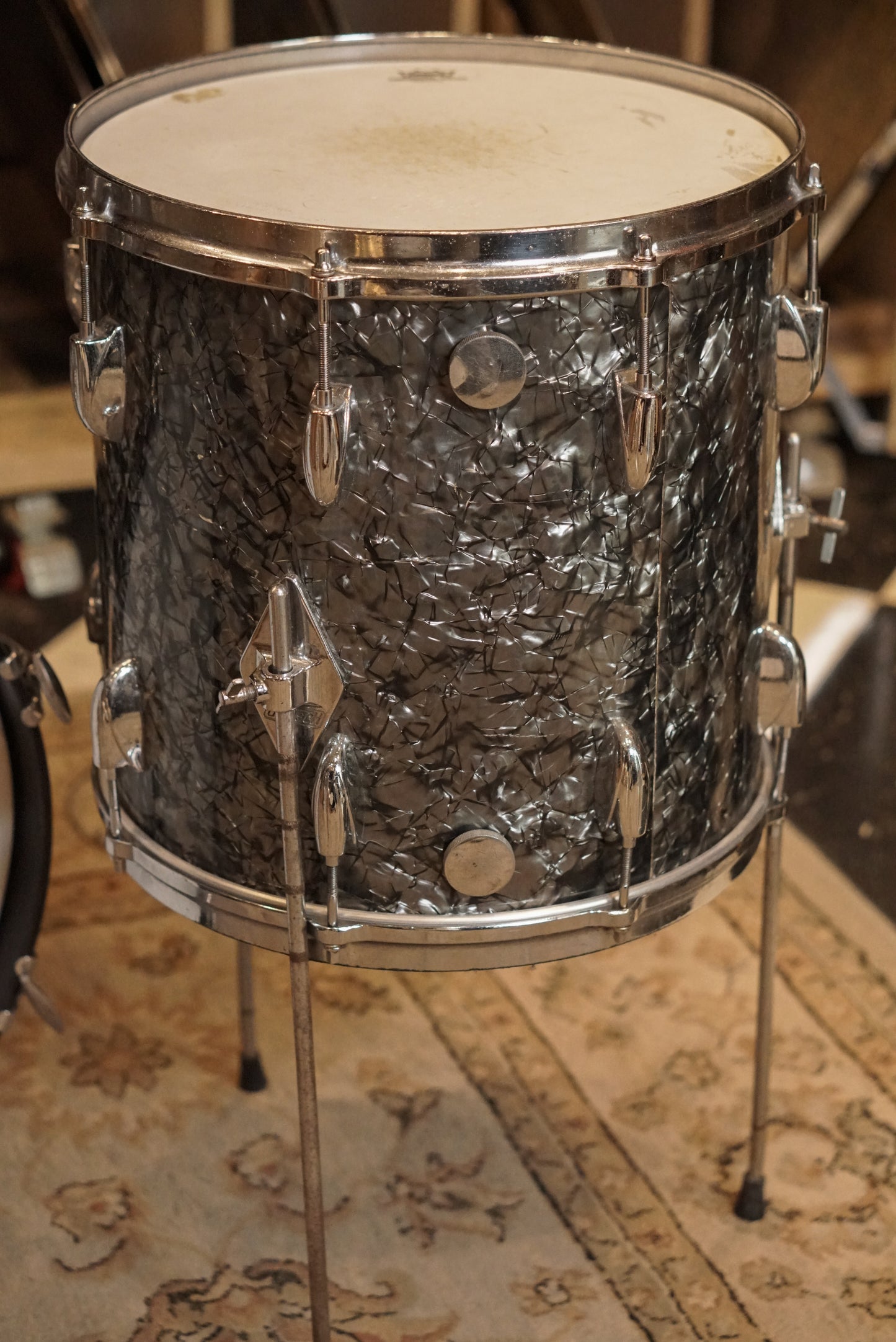 Gretsch 12/14/20/5.5x14" Round Badge Drum Set - 1960's Black Diamond Pearl