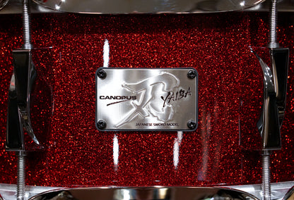 Canopus 5.5x14" Yaiba II Maple Snare Drum - Dark Red Sparkle