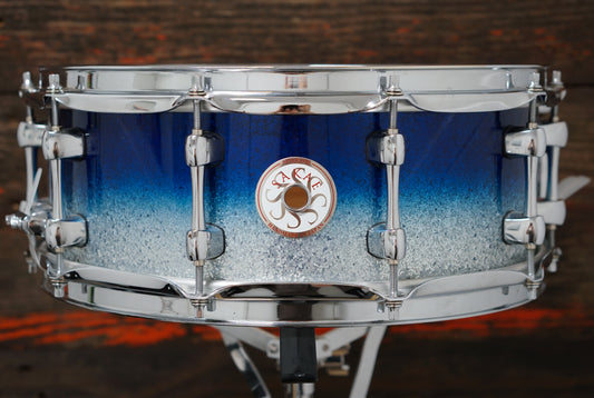 Sakae 5.5x14" Beech Snare Drum - Blue Sparkle Fade