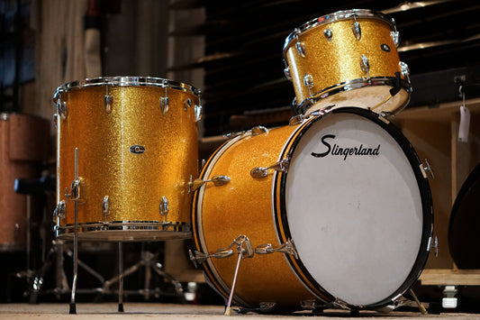 Slingerland 13/16/20" Gene Krupa Deluxe Outfit Drum Set - 1970 Gold Sparkle