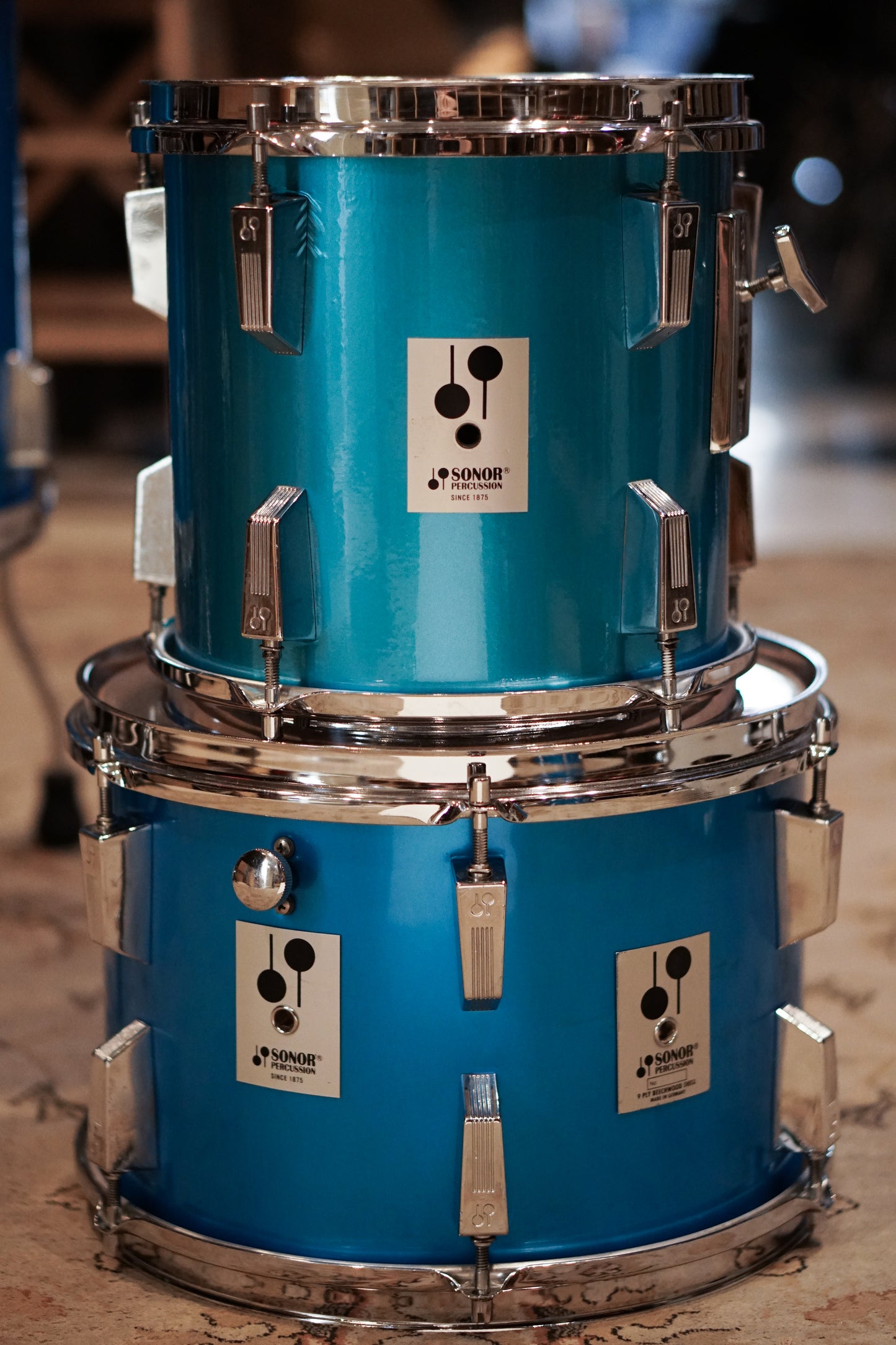 Sonor 10/12/13/14/16/22" Phonic Series Drum Set - 1980s Metallic Blue