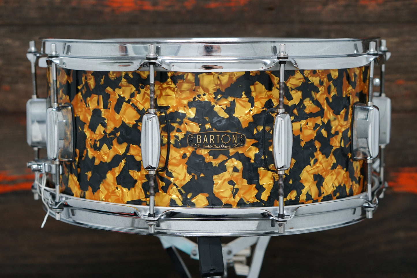 Barton 6.5x14" Studio Custom Snare Drum - Black & Gold Pearl