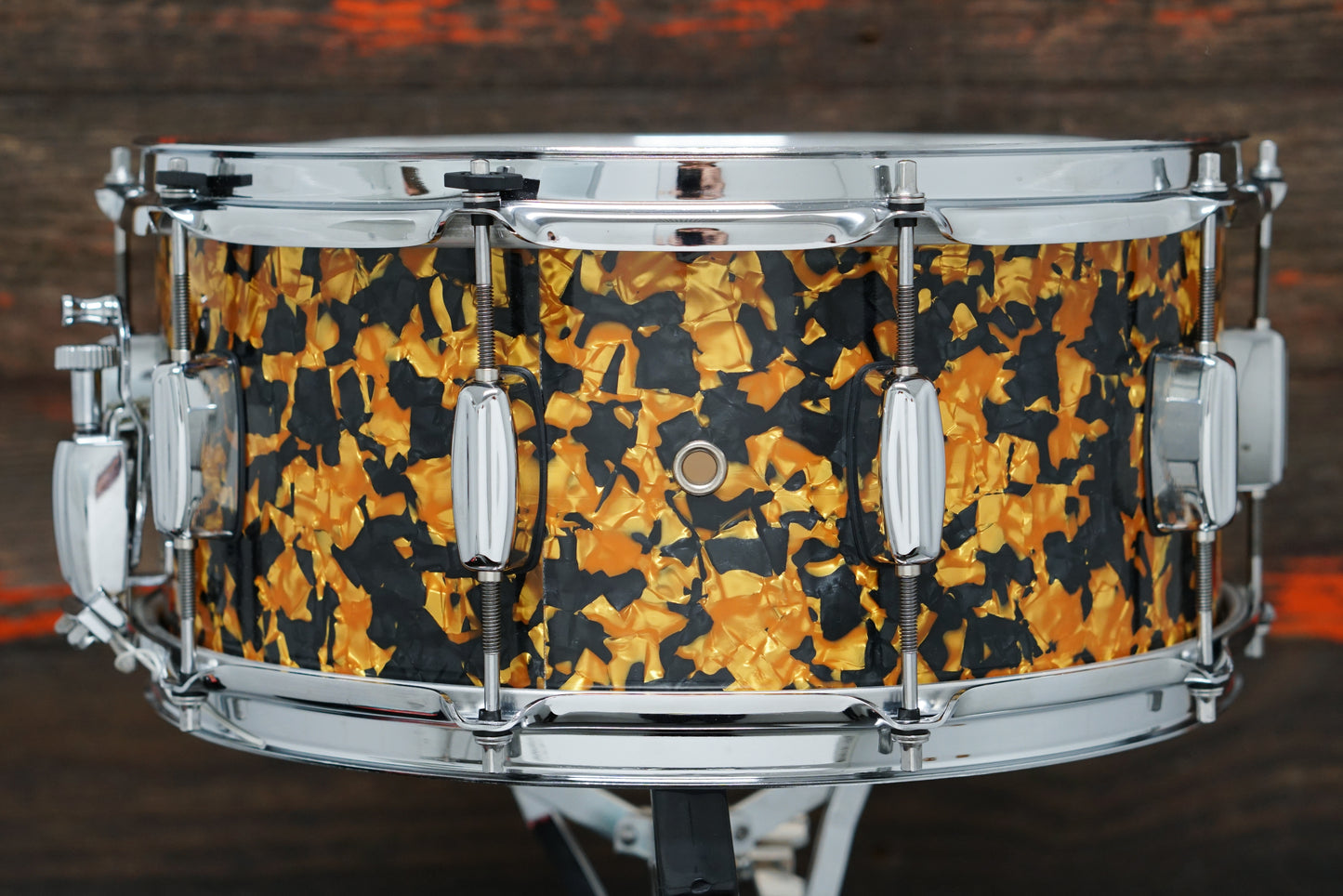 Barton 6.5x14" Studio Custom Snare Drum - Black & Gold Pearl