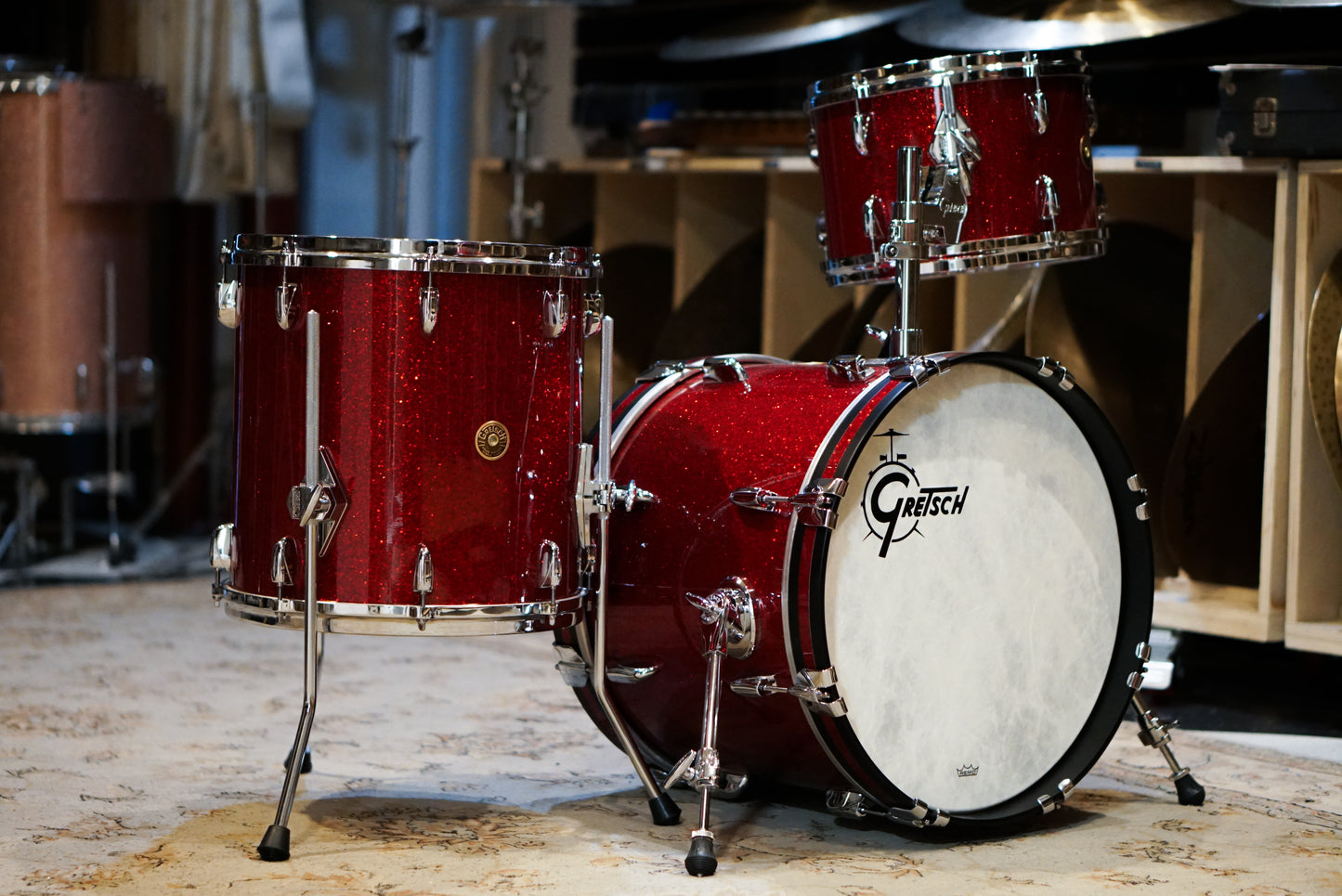 Gretsch 12/14/18" USA Custom Drum Set - Red Sparkle