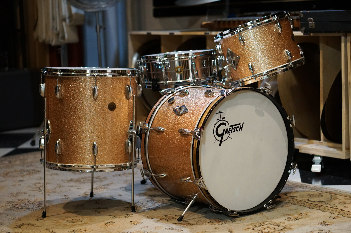 Gretsch 13/16/20/5x14" Name Band Drum Set - 1960s Champagne Sparkle