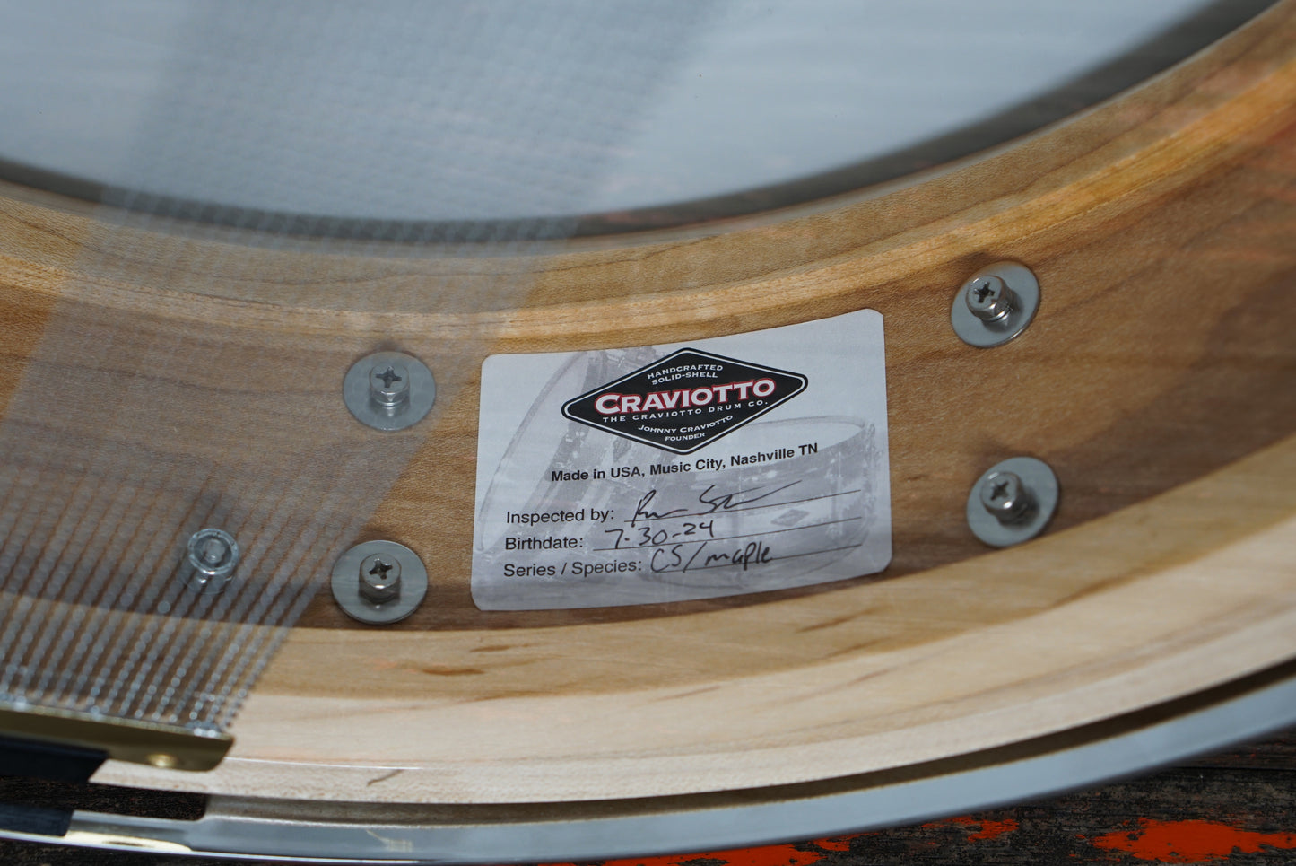 Craviotto 4.5x14" Custom Shop Solid Maple Snare Drum