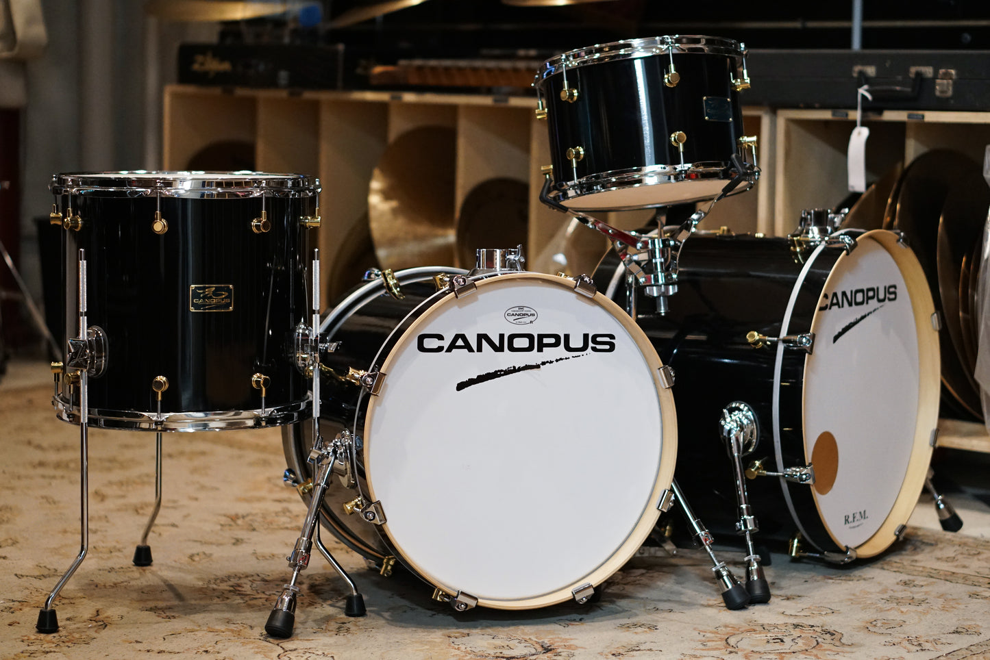 Canopus 12/14/18/20" RFM Maple Drum Set - Black Lacquer