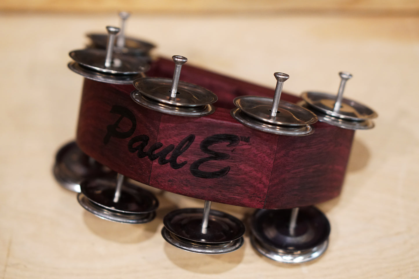 PaulE Drums Mom-E #25 - Purpleheart w/Mid East Nickel Steel Jingles