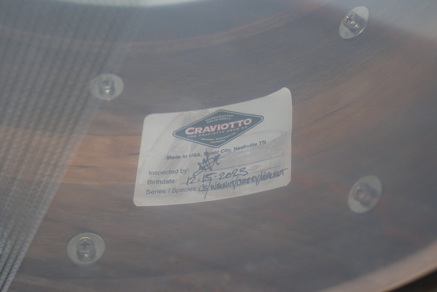 Craviotto 6.5x13" Custom Shop Walnut/Cherry Snare Drum