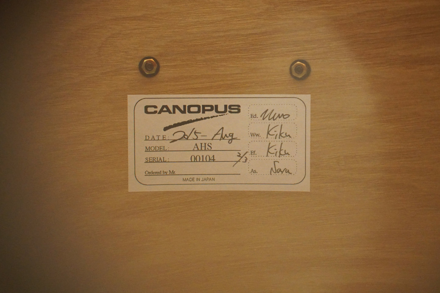 Canopus 12/14/18/5.5x14" Ash Series Drum Set - Natural Grain Oil