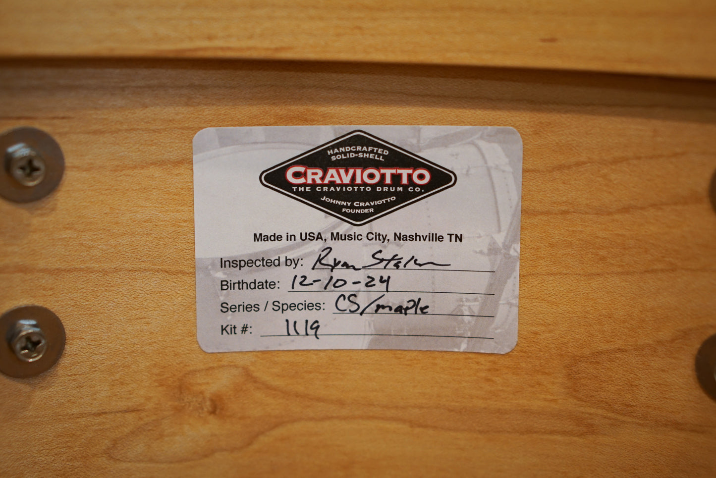 Craviotto 10/12/13/14/16/20" Custom Shop Solid Maple Drum Set - 2024