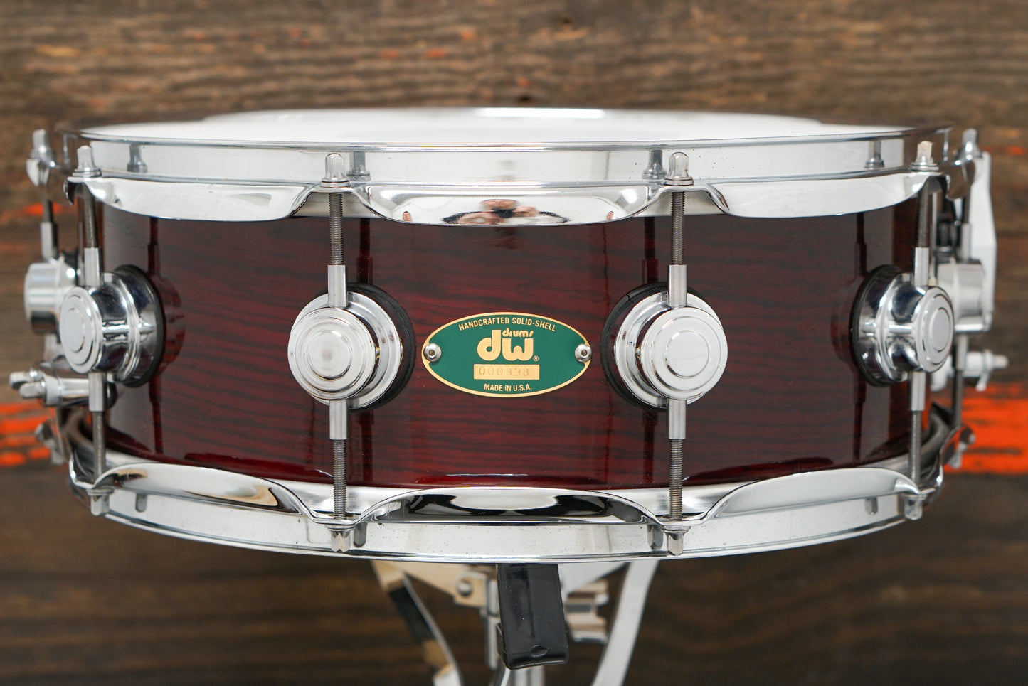 DW 5x14" Craviotto Solid Shell Maple Snare Drum - Dark Red Oak Veneer