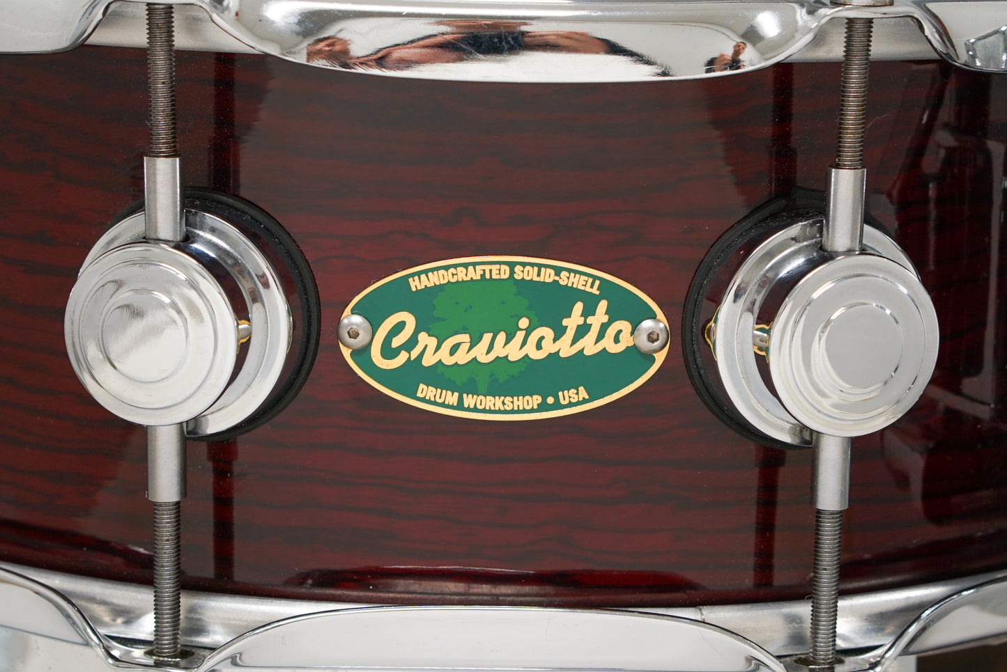 DW 5x14" Craviotto Solid Shell Maple Snare Drum - Dark Red Oak Veneer