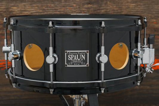 Spaun 6x14" Vented Gloss Black Snare Drum