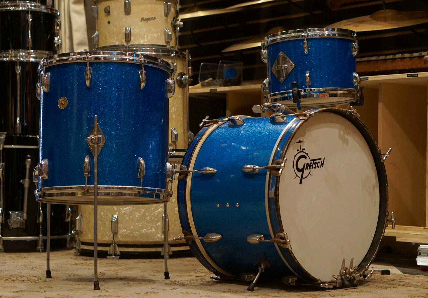 Gretsch 12/16/20" Round Badge 1960s Drum Set - Blue Sparkle