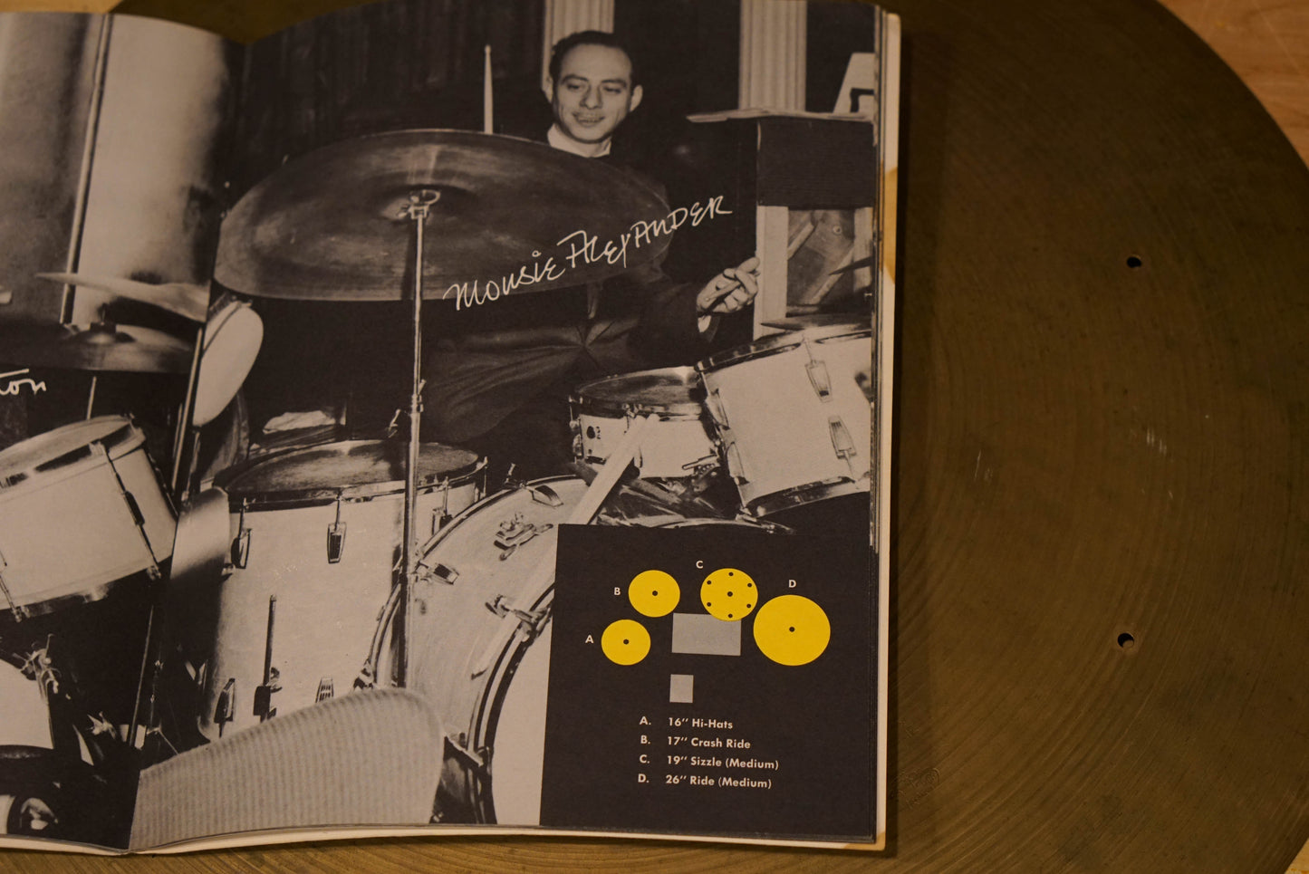 Zildjian 19" Avedis 1950s "Mousey Alexander" Sizzle Cymbal w/ 1958 Zildjian Catalog