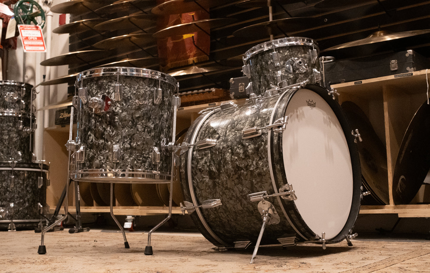 Rogers 12/14/20" Drum Set - 1960s - Black Diamond Pearl