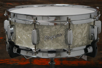 Rogers 5x14" Dynasonic Wood Snare Drum - 1960s White Marine Pearl