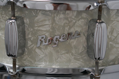 Rogers 5x14" Dynasonic Wood Snare Drum - 1960s White Marine Pearl