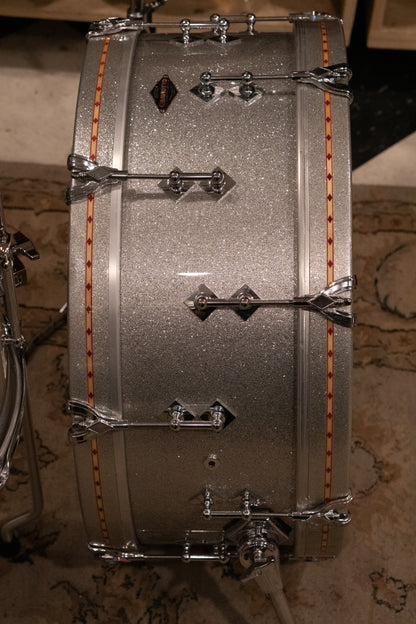 Craviotto 12/13/16/22/4.5x14" Solid Poplar Drum Set - 2021 Silver Sparkle Lacquer